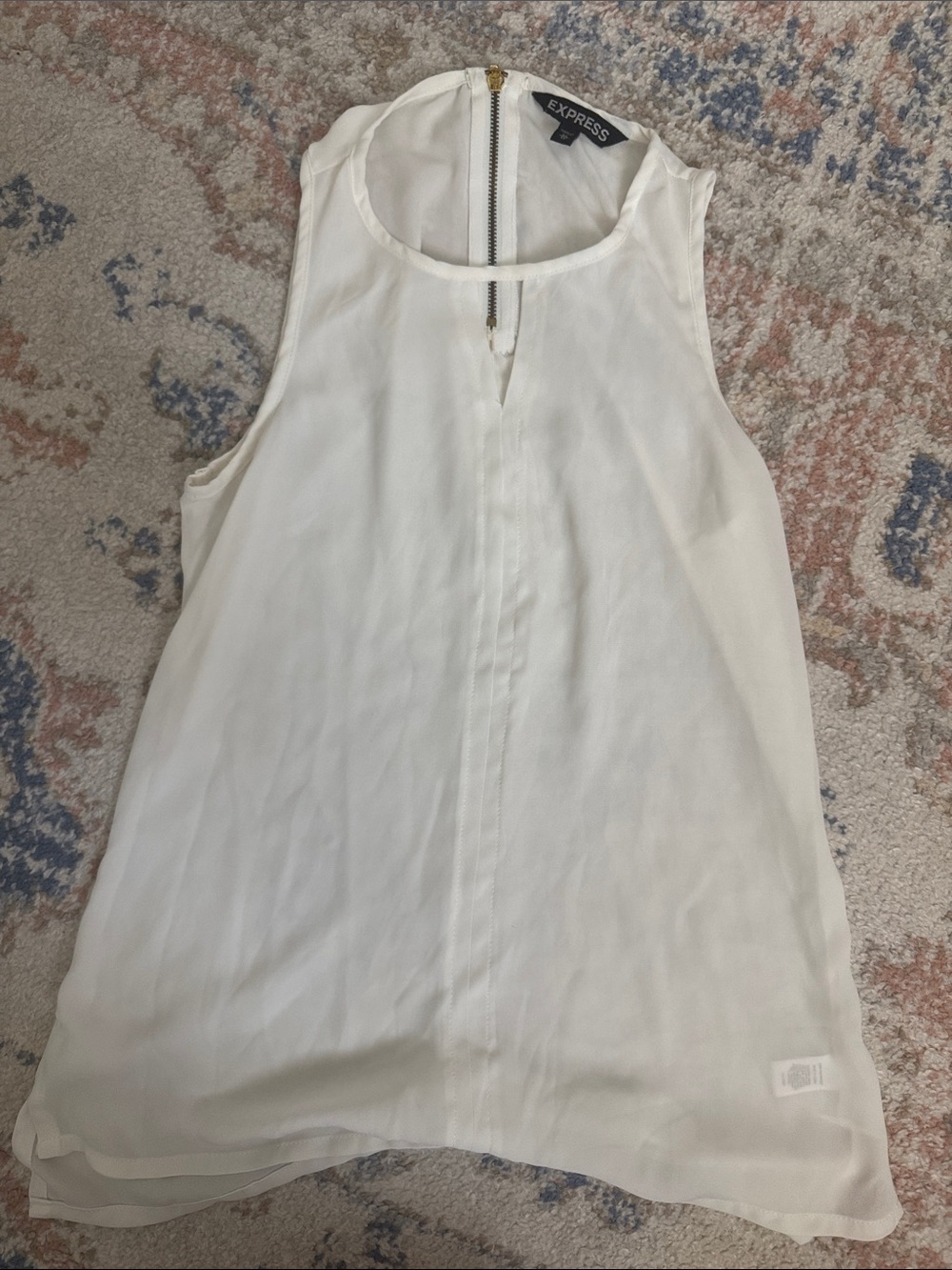 Express Women's White Sleeveless Keyhole Tank with Back Zip